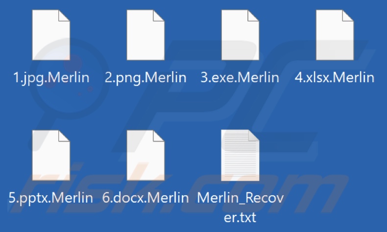 Pliki zaszyfrowane przez ransomware Merlin (rozszerzenie .Merlin)