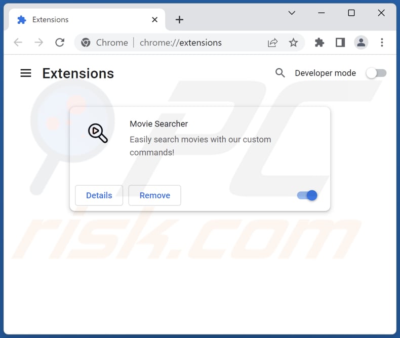 Usuwanie rozszerzeń powiązanych z search-movie.com z Google Chrome
