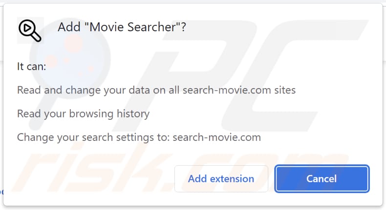 Porywacz przeglądarki Movie Searcher proszący o pozwolenia