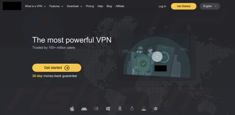 Witryna malware OpcJacker fałszywego pobierania VPN rozsyłająca OpcJacker (źródło: trendmicro.com)