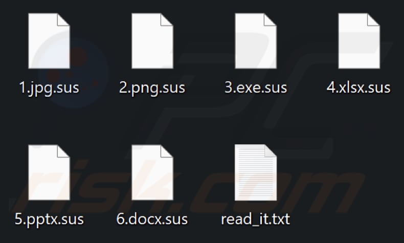 Pliki zaszyfrowane przez ransomware Sus (rozszerzenie .sus)
