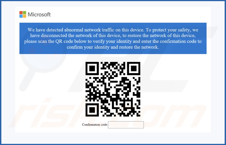 Okno pop-up oszustwa Abnormal Network Traffic On This Device