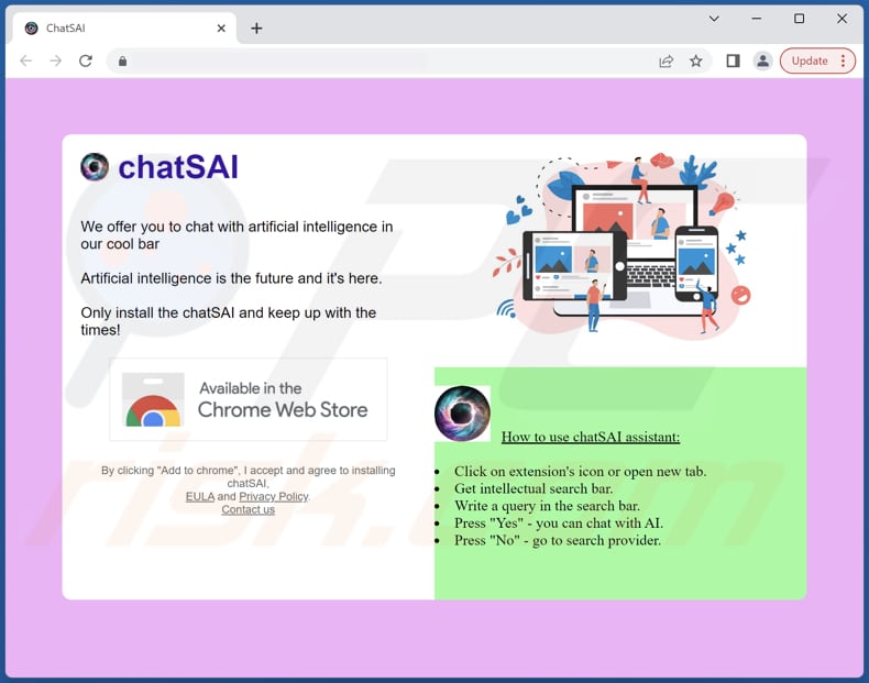 Website used to promote ChatSAI browser hijacker
