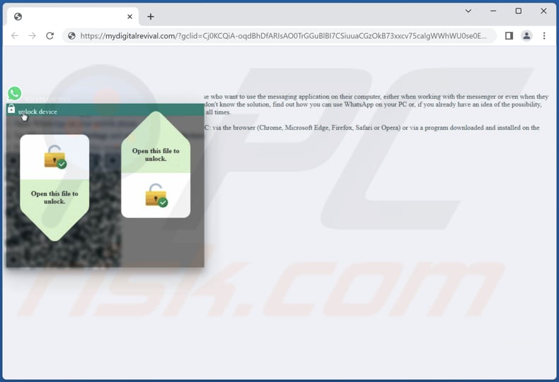 Fałszywa witryna malware CryptoClippy udająca stronę pobierania WhatsApp