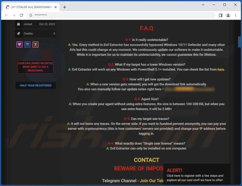 Forum hakerskie malware Evil Extractor