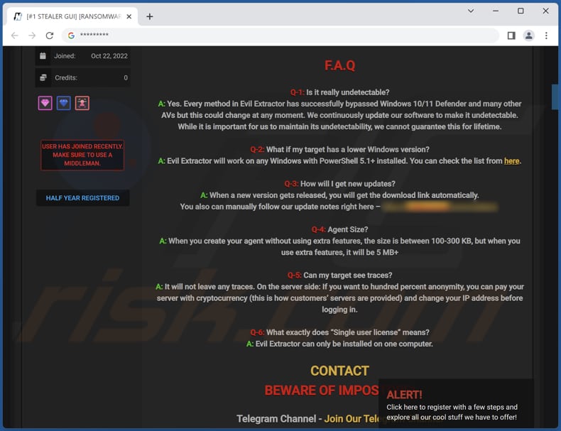 Forum hakerskie malware Evil Extractor