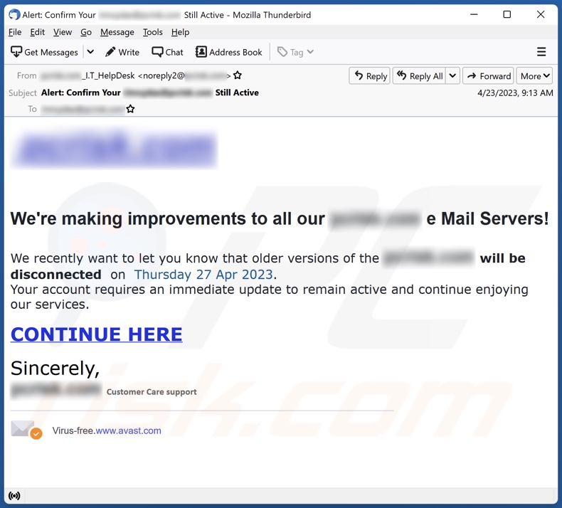 E-mailowa kampania spamowa Improvements To All Our e Mail Servers