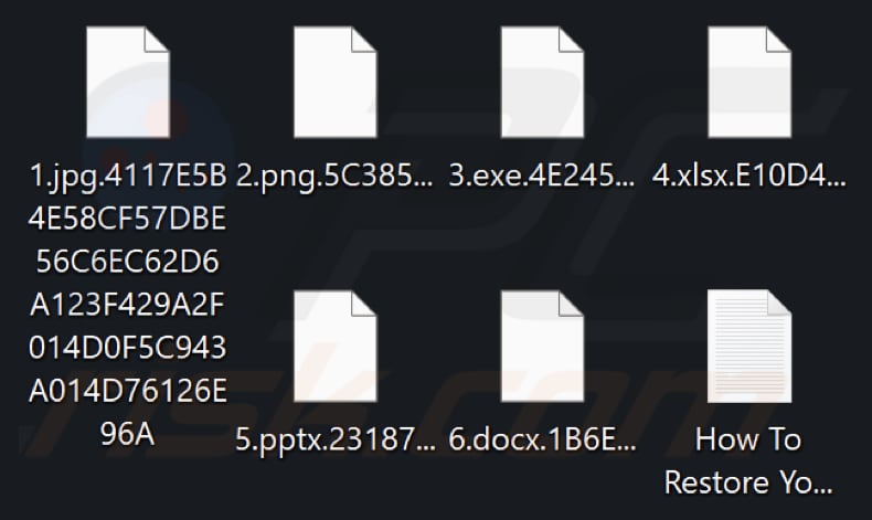 Pliki zaszyfrowane przez ransomware RTM Locker (losowe rozszerzenie)