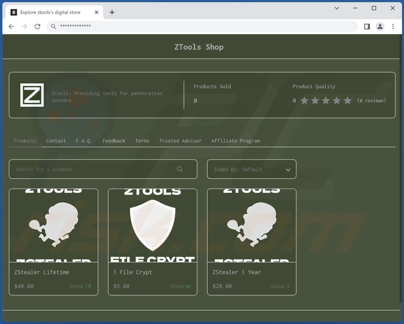 Strona promująca malware ZStealer