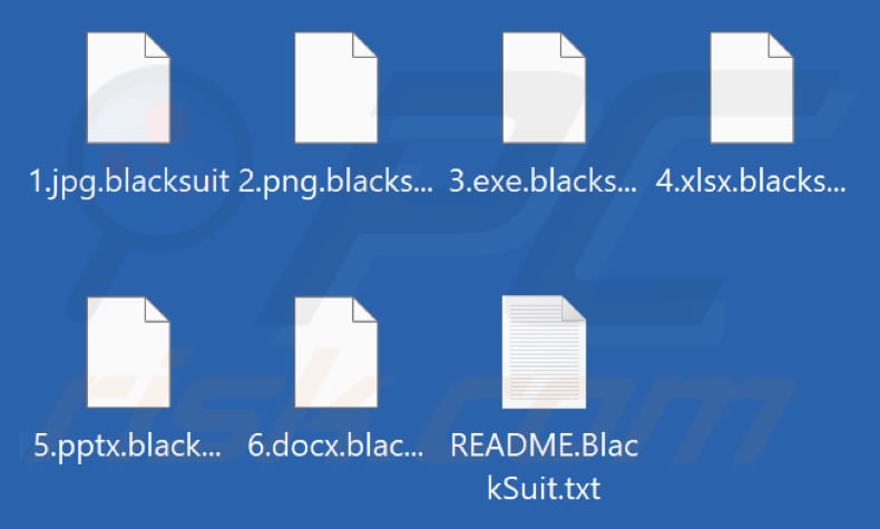 Pliki zaszyfrowane przez ransomware BlackSuit (rozszerzenie .blacksuit)