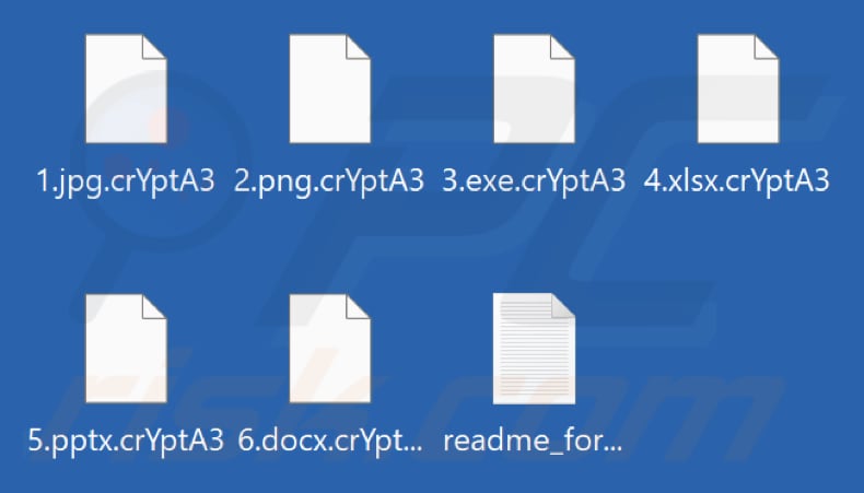 Pliki zaszyfrowane orzez ransomware crYptA3 (rozszerzenie . crYptA3)