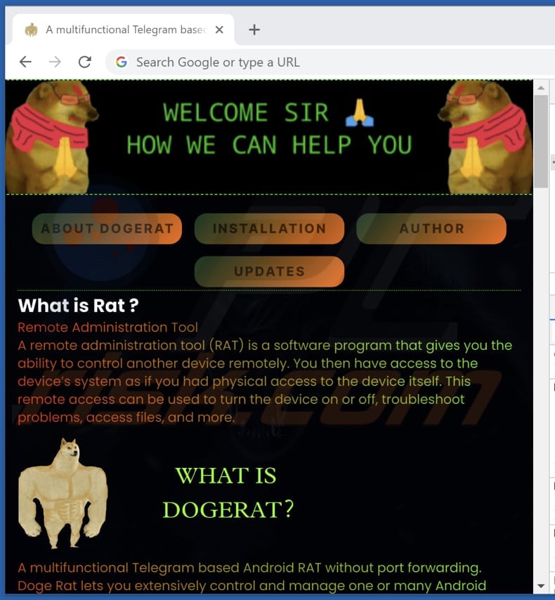 Witryna promująca malware DogeRAT