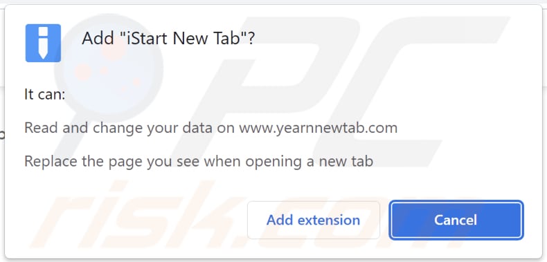Porywacz przeglądarki iStart New Tab proszący o pozwolenie