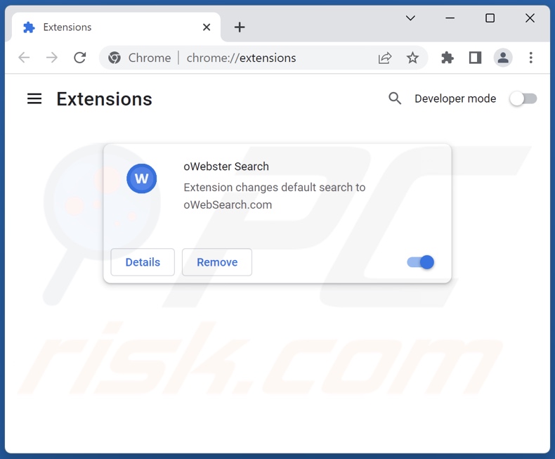 Usuwanie rozszerzeń powiązanych z owebsearch.com z Google Chrome