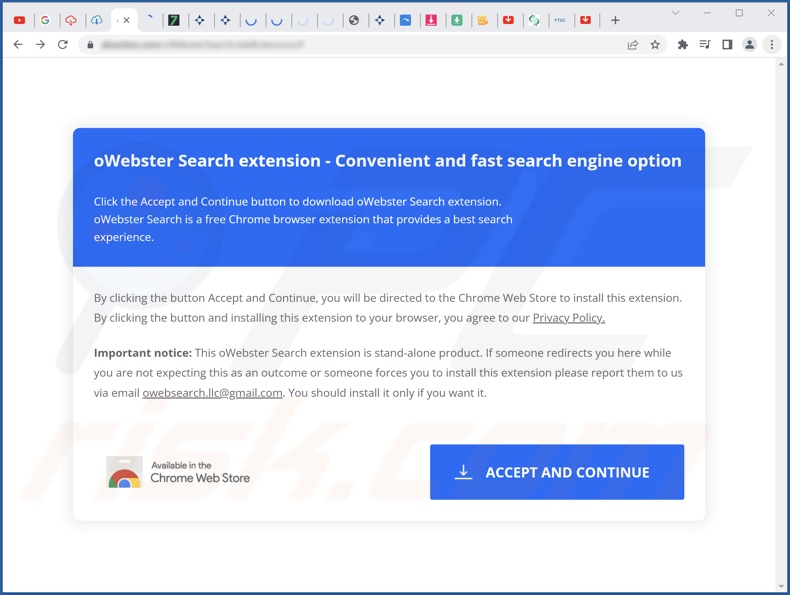 Zwodnicza witryna używana do promowania porywacza przeglądarki oWebster Search