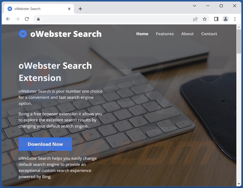 Witryna używana do promowania porywacza przeglądarki oWebster Search