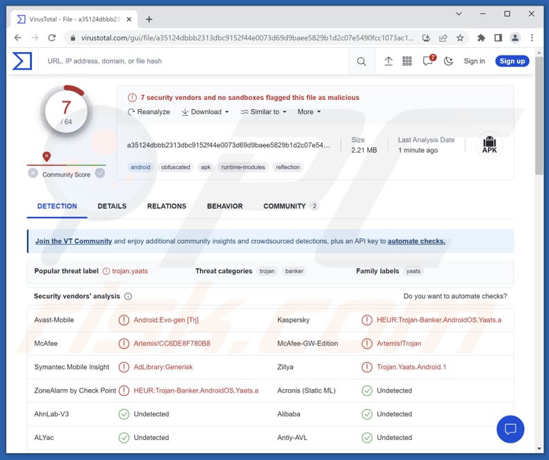 Malware PixBankBot na Androida