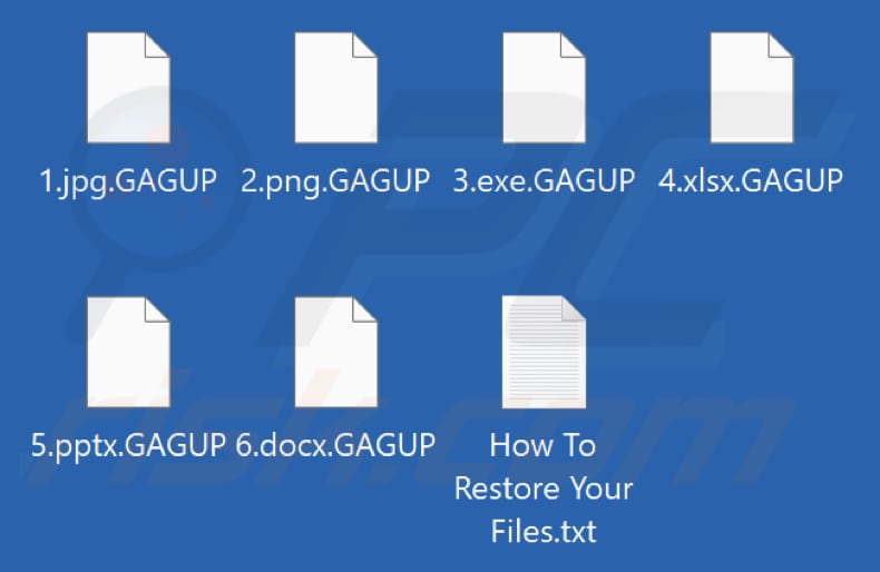 Pliki zaszyfrowane przez ransomware RA Group (rozszerzenie .GAGUP)