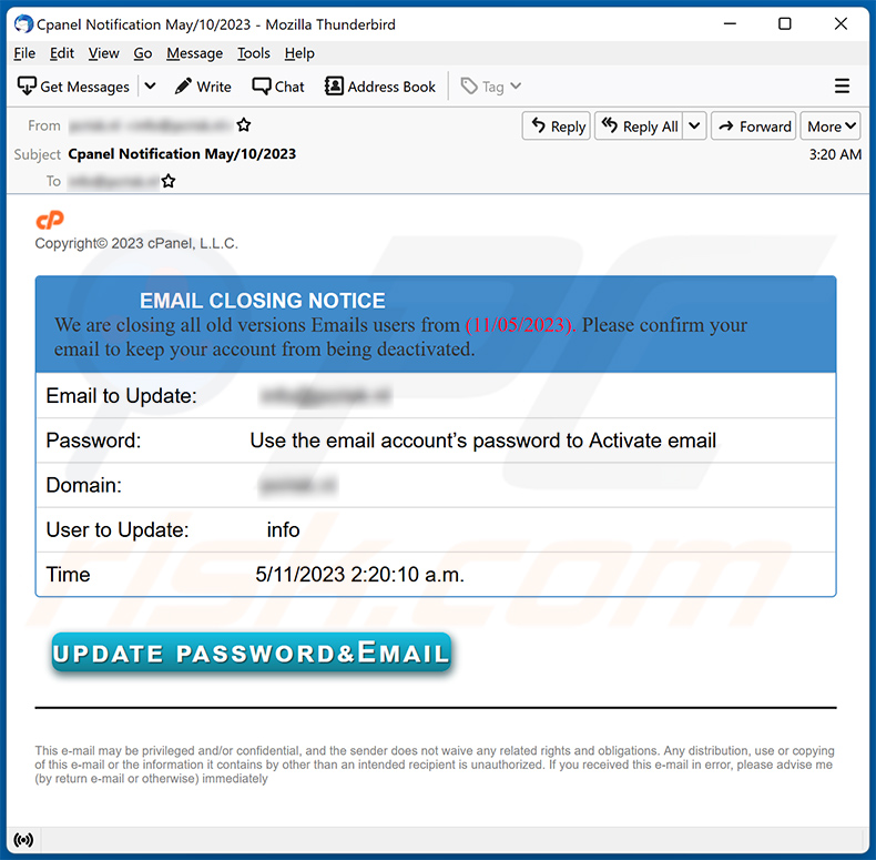 We Are Closing All Old Versions Of Email oszustwo (2023-05-11)