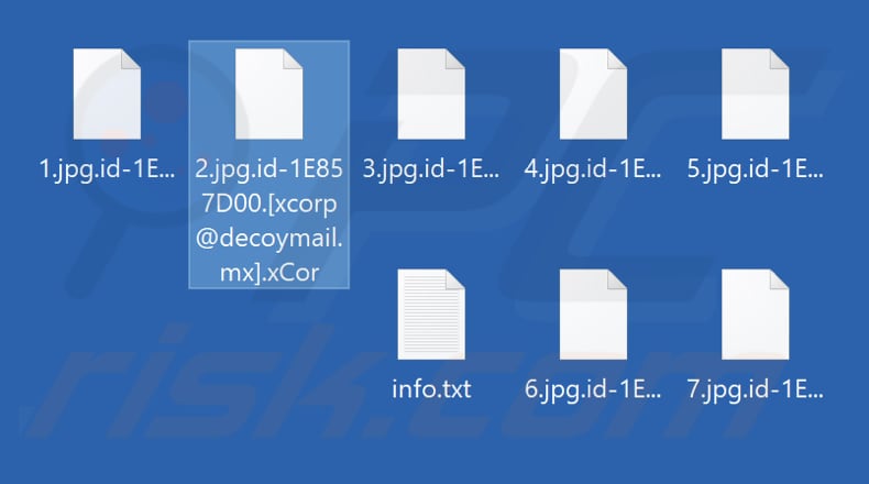 Pliki zaszyfrowane przez ransomware xCor (rozszerzenie .xCor)