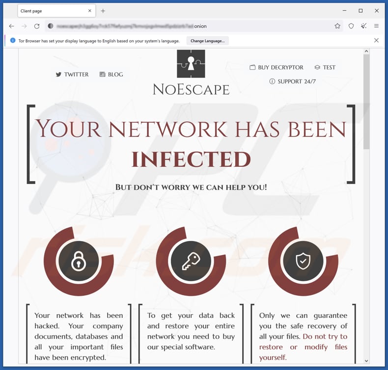 Witryna Tor ransomware NoEscape