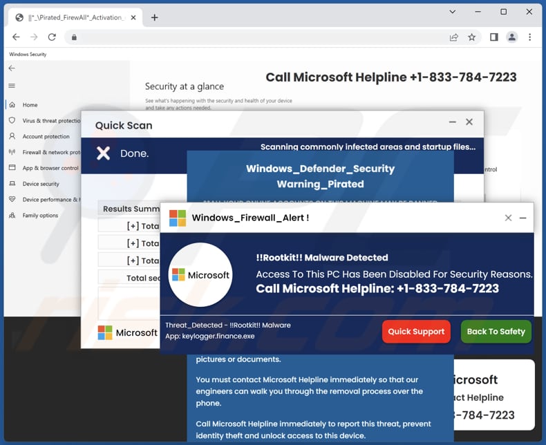 Oszustwo !!Rootkit!! Malware Detected