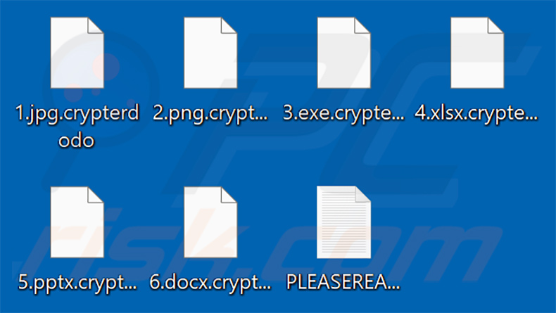 Pliki zaszyfrowane przez zaktualizowane ransomware DODO (rozszerzenie .crypterdodo)