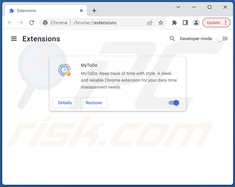 Usuwanie rozszerzeń powiązanych z mylistodo.com z Google Chrome