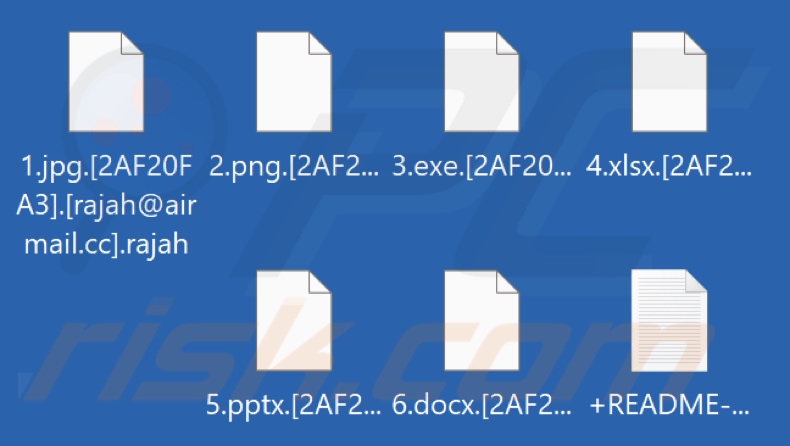 Pliki zaszyfrowane przez ransomware Rajah (rozszerzenie .rajah)