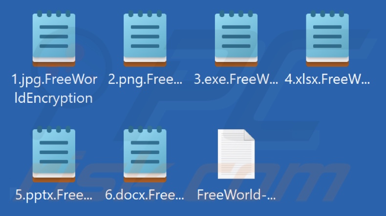 Pliki zaszyfrowane przez ransomware FreeWorld (rozszerzenie .FreeWorldEncryption)