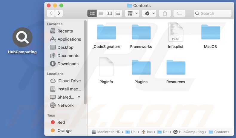 Folder instalacyjny adware HubComputing