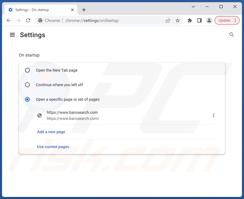 Usuwanie barosearch.com ze strony domowej Google Chrome