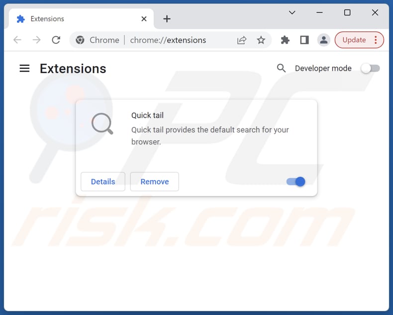 Usuwanie rozszerzeń powiązanych z tailsearch.com z Google Chrome