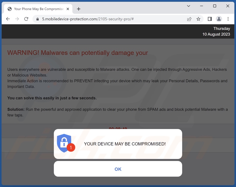 Oszustwo YOUR DEVICE MAY BE COMPROMISED