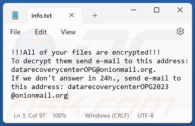 Plik tekstowy ransomware 6y8dghklp (info.txt)