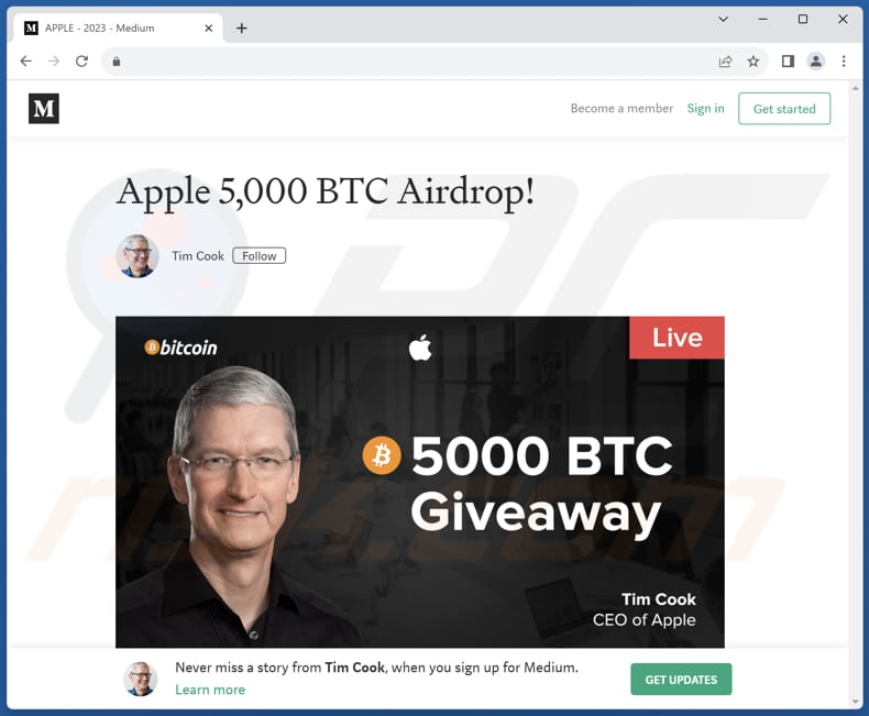 Oszustwo Apple Crypto Giveaway