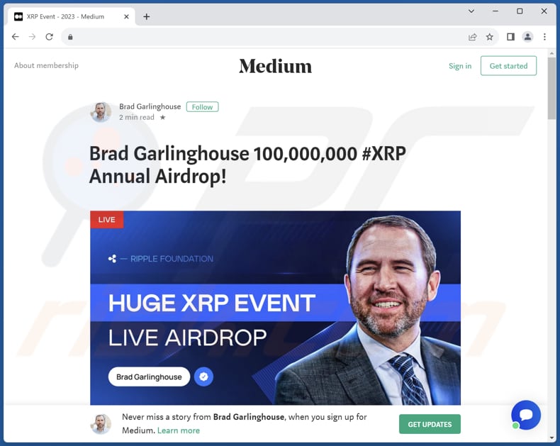 Oszustwo Brad Garlinghouse Crypto Giveaway