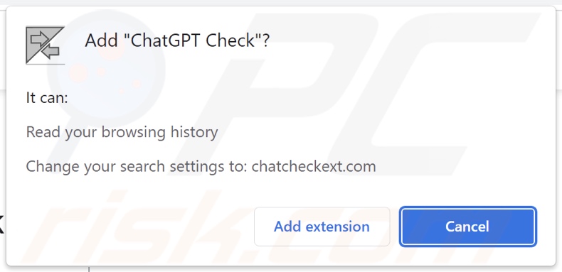Porywacz przeglądarki ChatGPT Check proszący o pozwolenia