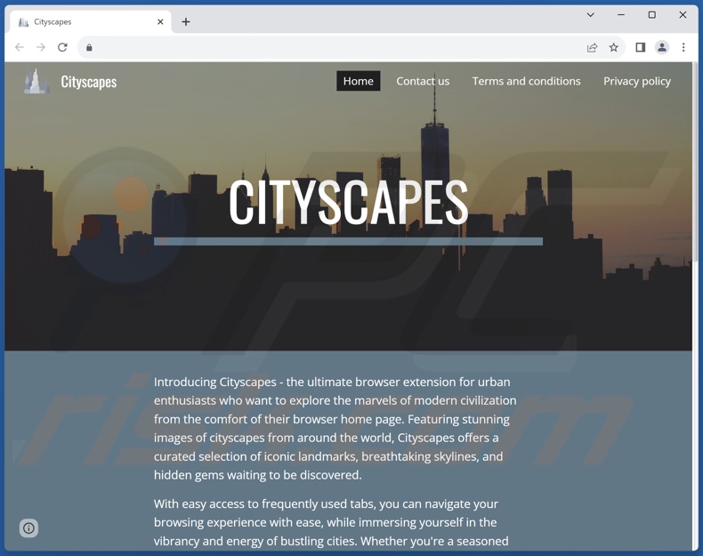 Witryna używana do promowania porywacza przeglądarki Cityscapes