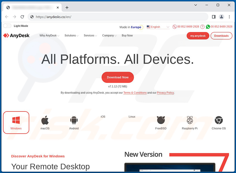 Fałszywa witryna pobierania AnyDesk (anydesks[.]co) rozsyłająca złodzieja Doenerium