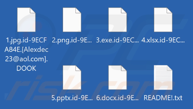 Pliki zaszyfrowane przez ransomware DOOK (rozszerzenie .DOOK)