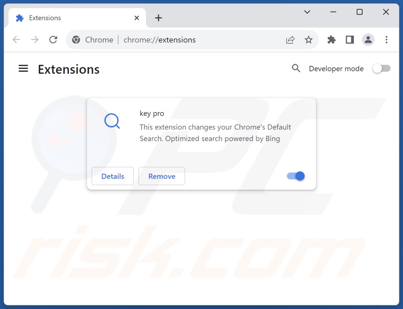 Usuwanie rozszerzeń powiązanych z keysearchs.com z Google Chrome