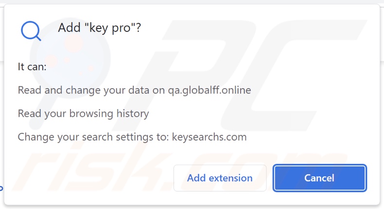 Porywacz przeglądarki key pro proszący o pozwolenia