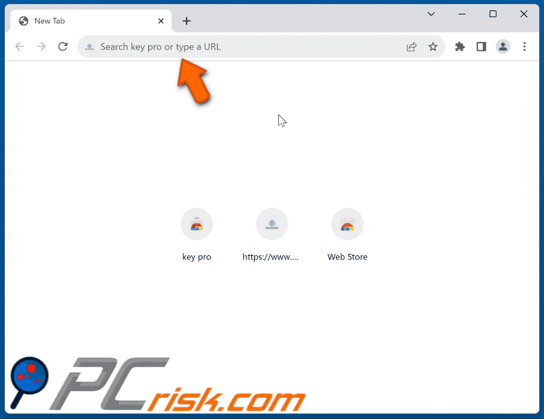 Porywacz przeglądarki key pro przekierowujący przez keysearchs.com i search-checker.com do Bing (GIF)