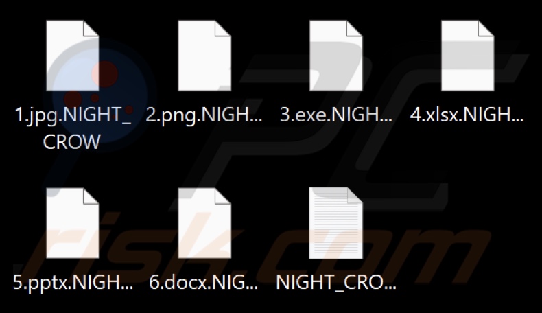 Pliki zaszyfrowane przez ransomware NIGHT CROW (rozszerzenie .NIGHT_CROW)