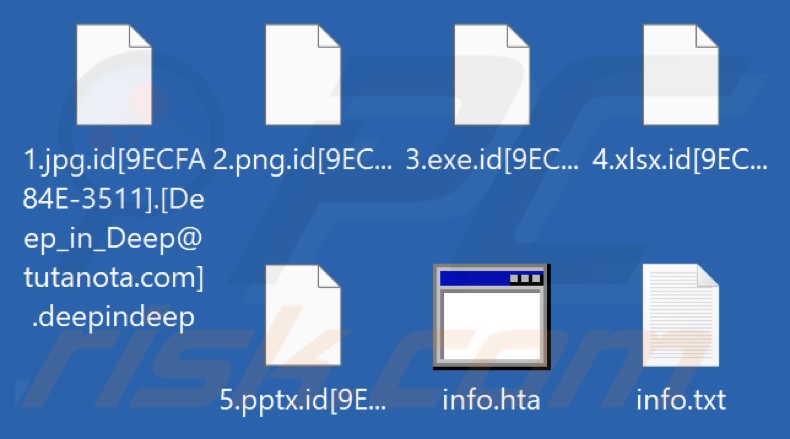Pliki zaszyfrowane przez ransomware DeepInDeep (rozszerzenie .deepindeep)