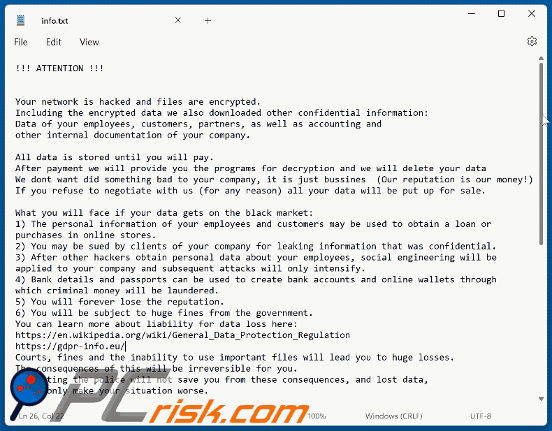 Plik tekstowy ransomware DeepInDeep (info.txt) GIF
