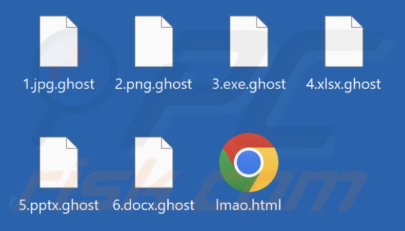 Pliki zaszyfrowane przez ransomware GhostLocker (rozszerzenie .ghost)