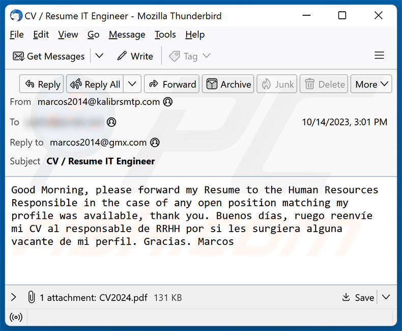 Oszustwo e-mailowe HR (Human Resources) (2023-10-16)