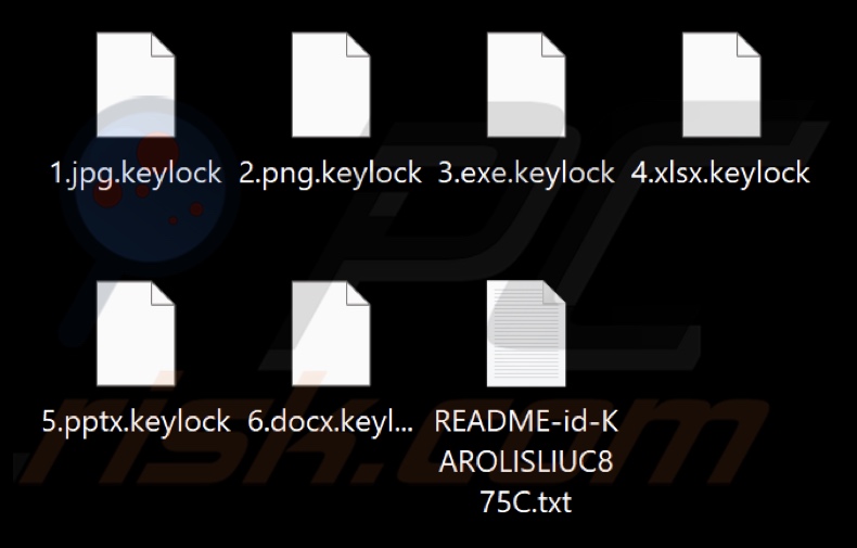 Pliki zaszyfrowane przez ransomware Keylock (rozszerzenie .keylock)